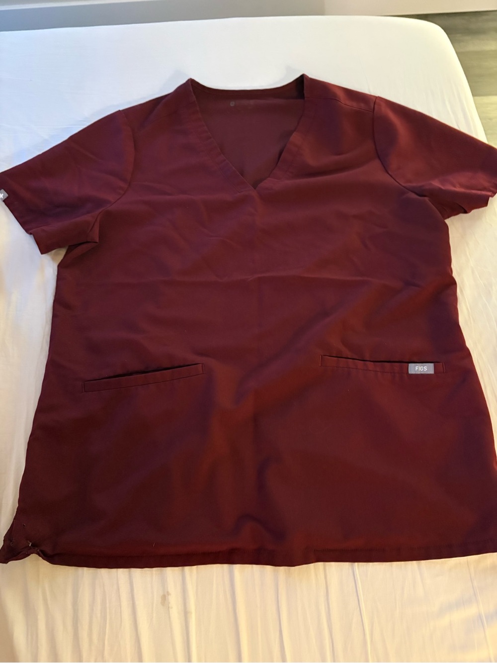 Figs V-Neck Scrub Top in Deep Wine